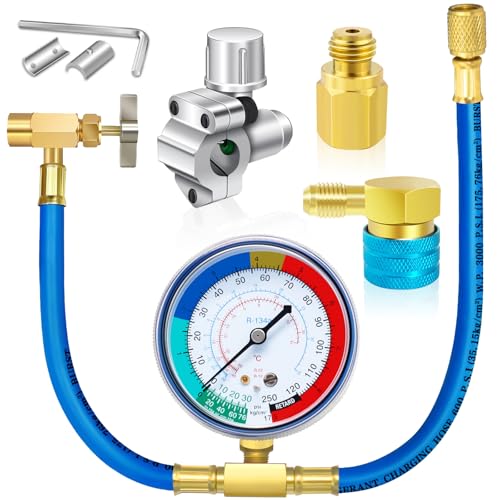 Refrigerator Freon Recharge Kit, R134a Refrigerant Recharge Kit, A-C R134a Refrigerator Freon Recharge Kit, with Bullet Piercing Tap Valve, R134a Self