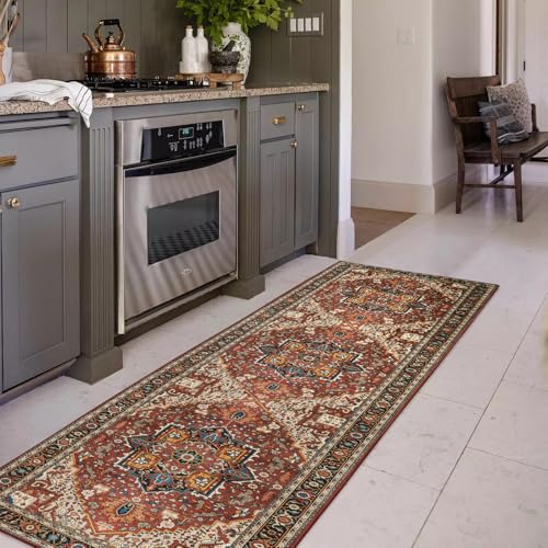 Moynesa Ultra-Thin Washable Runner Rug - 2x6 Non-Slip Hallway Runner Rug Laundry Room Mat, Vintage Stain Resistance Low Pile Bedroom Carpet Runner for