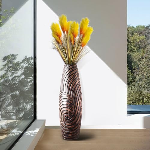 Modern Tall Floor Vase - 26.8 inch Brown Large Resin Flower Vase for Home Decor, Kitchen, Office Decor - Big Decor Flower Holder Ideal for Living Room