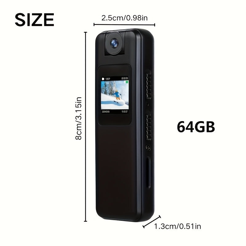 TEMU 1pc 1080p Hd Video Camera, Pocket Portable Camera, Outdoor Sports Camera, Body Camera, Built-in 1000mah Battery, Magnetic Suction, Night