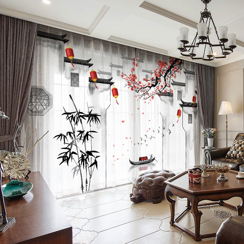 YL-36721 Chinese style curtain for the whole house, new Chinese style, Jiangnan retro classical Hui style ancient building living room villa blackou