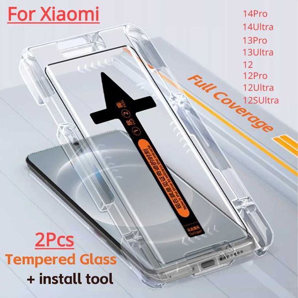 Cell Phone Screen Protectors 2Pcs Screen Protector For Mi14 Ultra 13 Pro 12 11 10 Pro mi 12S Pro 13 Ultra Tempered Glass Auto Matic Installe
