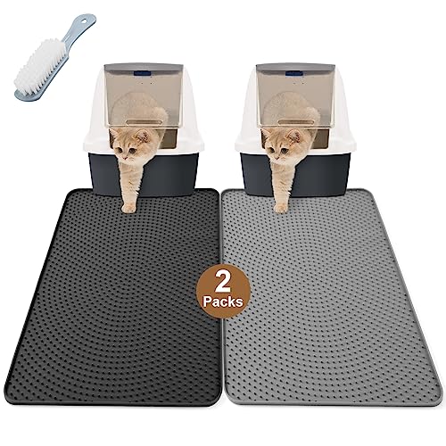 Odoland 2PCS Silicone Cat Litter Mat 20.7 * 14.8in - Cat Litter Box Mat Scatter Control, Litter Trapping Mat Pet Litter Tray Mat Waterproof Durable No