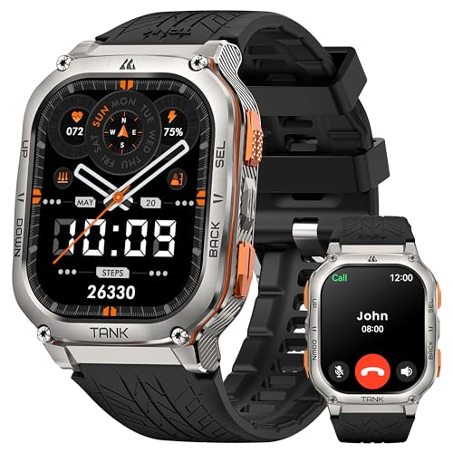 KOSPET M3 Ultra GPS Montre Connectée Homme, 60 Jours d'Autonomie 50M Étanche, 1.96" AMOLED Always-on Boussole Baromètre, Smartwatch Acier Inoxydabl