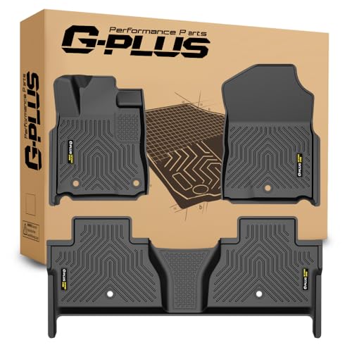 G-PLUS Floor Mats Compatible with Toyota Tundra CrewMax Cab 2014-2021 1st & 2nd Row Full Set All Weather Protection TPE Floor Liners Black 2014-2021|F