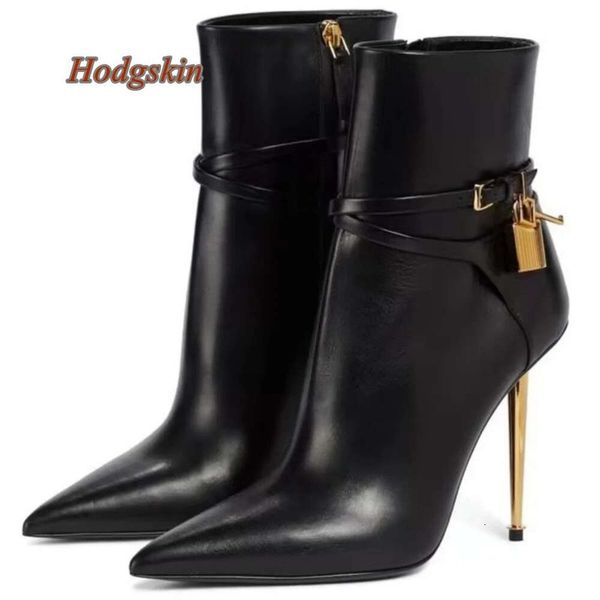 Side Zipper Stiletto High Heel Pumps Belt Buckle Pointed Toe Mid Calf Women Fashion Casual 2025 Newest Spring-Autumn Boots