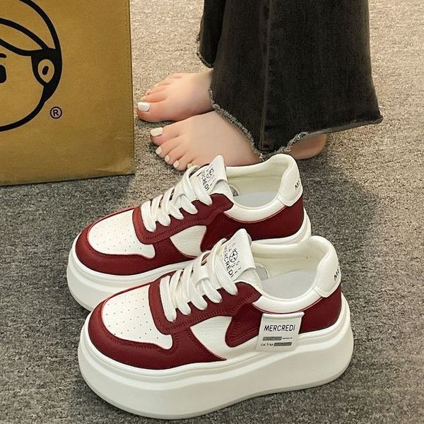 2024 Summer New Transparent Lightweight Thick Sole Dad Women&#039;s Small stature Genuine Leather Mesh Sports Shoes Breathable Middle Heel