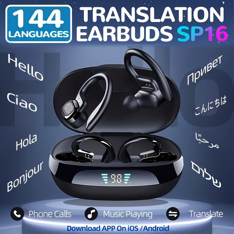 TEMU New 144 Translation Earphones: Real Time Translation Headphones, Suitable For Travel, Business, And Work
