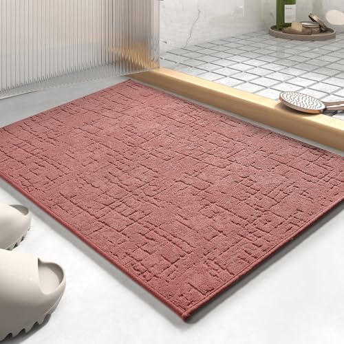 AMOAMI-Bath Mat-Absorbent Quick Dry Bathroom Floor Mats-Washable Rubber Backing Bath Mats for Bathroom Rugs Fit Under Door-Bath Rug for in Front of Si