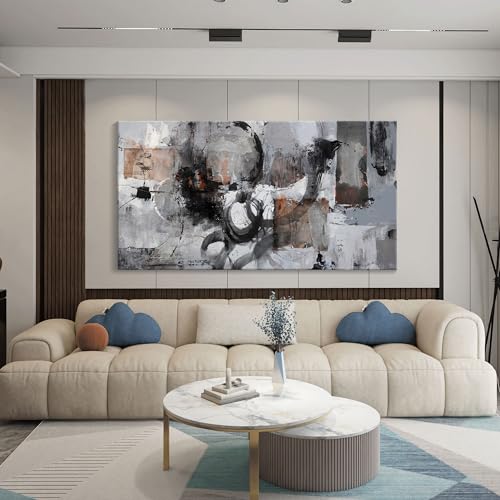 Pogusmavi Black Abstract Canvas Wall Art Pictures for Living Room Gray and White Wall Decoration Artwork for Walls Pictures for Bedroom Wall Decor Neu