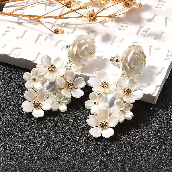 Boucles d'oreilles pendantes en alliage et 925 en argent sterling et acrylique