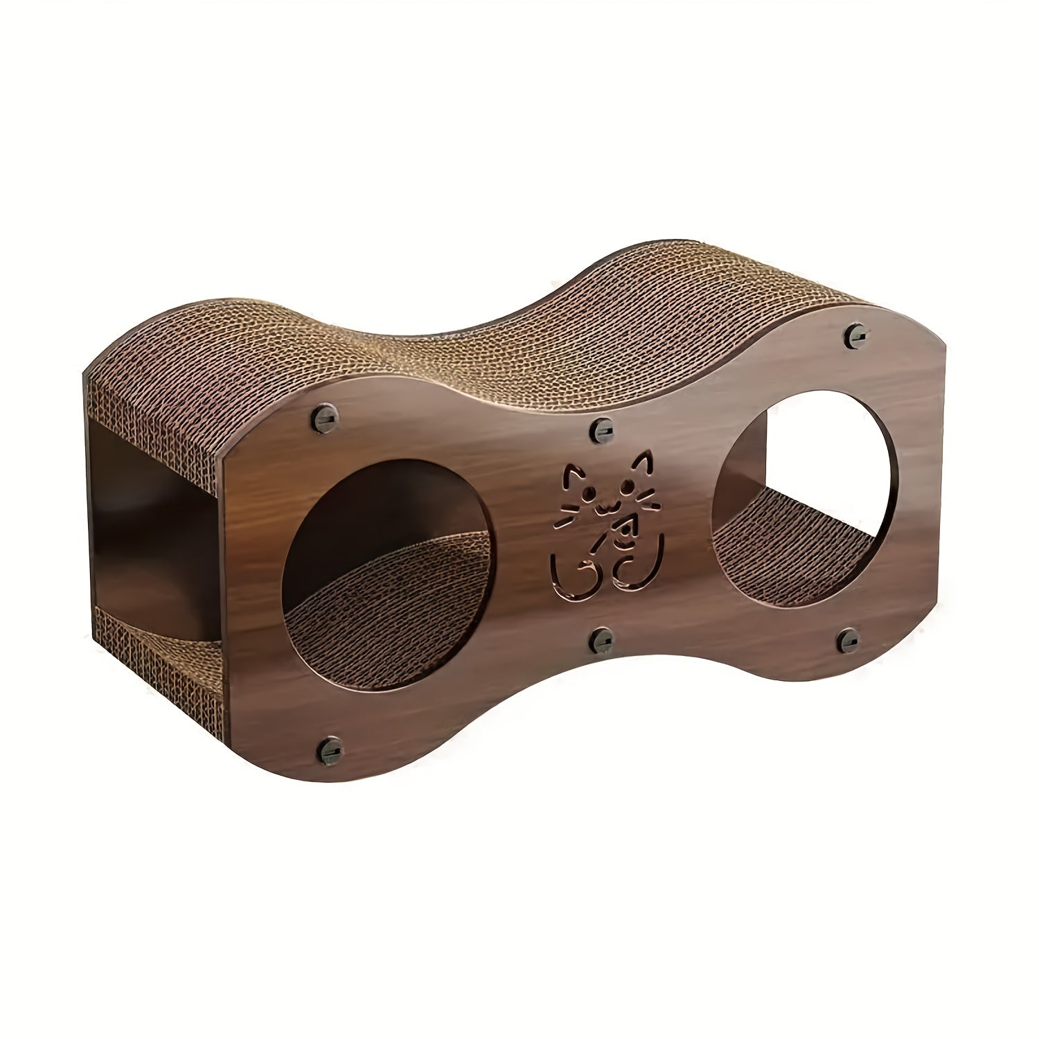 TEMU Lovewe Walnut Cat Scratching Post & Bed Combo - Multi-level Indoor Cat Scratcher With Woven Scratch Pad, Plush Cat Bed, And Interactive Cat Toys