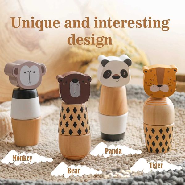 Wooden Montessori Educational Toy For Babies Wooden Animal Screw Puzzle DIY Toys Develop Kid Hand-on Abili Kid GiftXJ241212