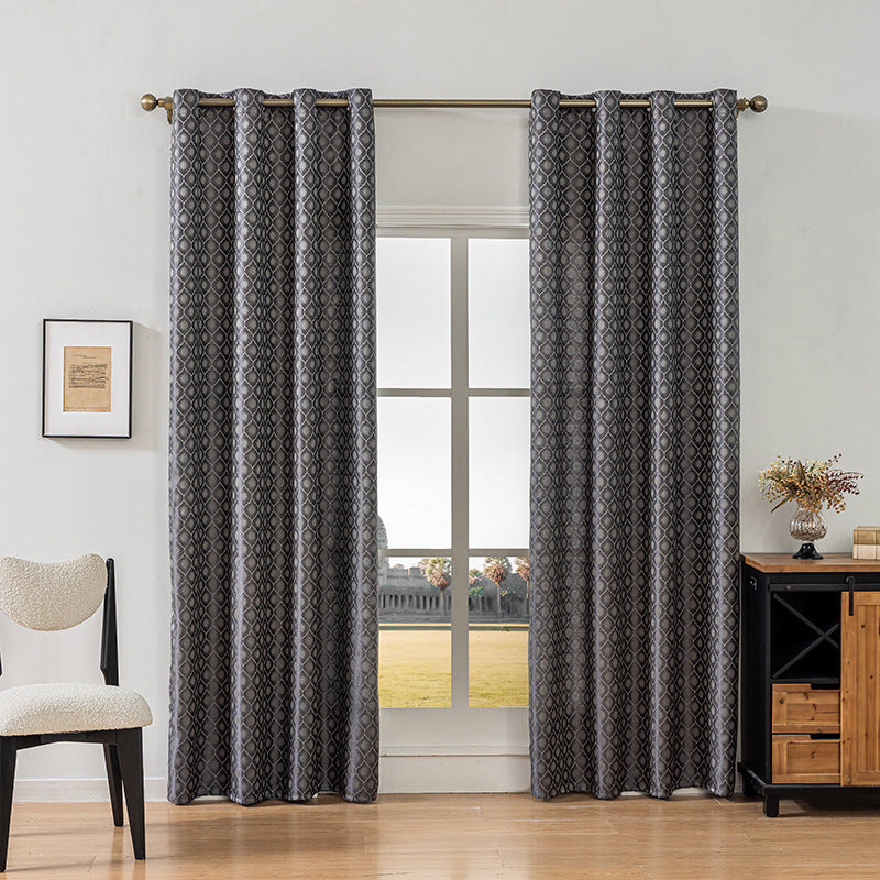 YL-36838 Thickened double-sided cotton and linen bedroom curtain fabric soundproof full blackout modern simple living room curtain finished product