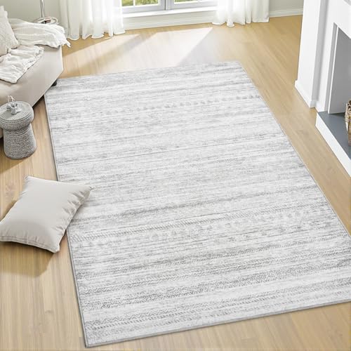 3x5 Area Rug Machine Washable Non Slip Rug Distressed Neutral Moroccan Boho Rug Ultra Soft Indoor Rugs for Bedroom Living Room Entryway Kitchen Foyer
