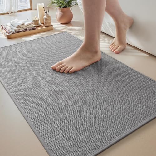 MontVoo Bath Mat Rug-Ultra Thin Non Slip Bath Mats for Bathroom Mat Quick Dry, Rubber Backing Washable Bathroom Rugs Fit Under Door, Absorbent Bath Ru
