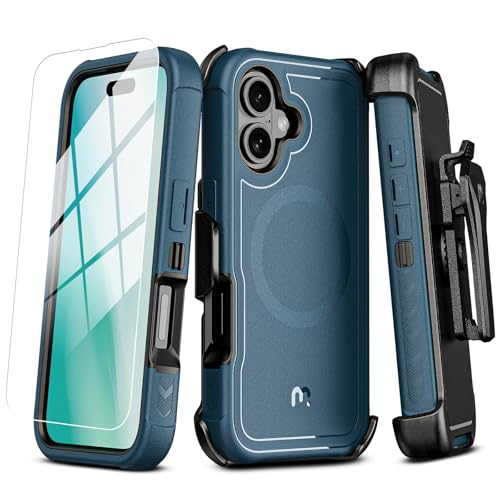 M MYBAT PRO Maverick Series iPhone 16 Plus 6.7 Case with Belt Clip Holster,[Compatible with Magsafe] w-Screen Protector,Anti-Drop,Shockproof,with 360�