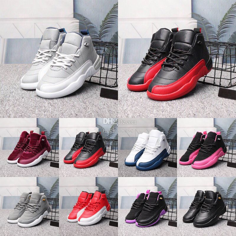 12s kids Shoes 12 Basketball toddler Sneakers designer boys girls Athletic Outdoor Retro Youth Infants Black Trainers Deadly Pink Red Kid shoe chidr