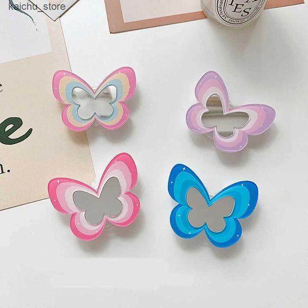 Cell Mounts Holders Korea Ins Butterfly-Shaped Mirror Foldable Elastic Grip Mobile Phone Bracket Finger Ring Talk Socket Support Griptok Uni