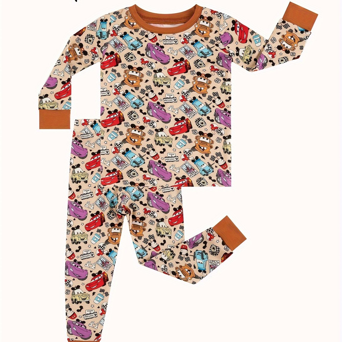 TEMU Boys Outfit Sets, Boy Clothes, Boy Items, Items, Bamboo Fiber Fabric, Racing Cars Printed Pattern, Outdoor Games, Travel & Vacation Wearable,