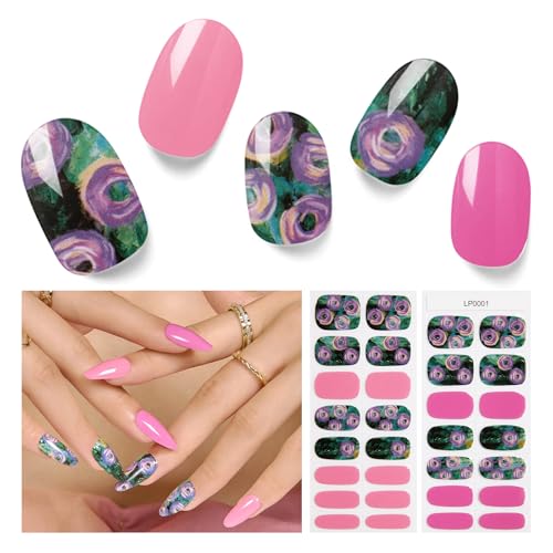 Semi Cured Gel Nail Strips, 30 pcs Stikers, Wraps, Salon-Quality, 2 Weeks Long Lasting Ice Age