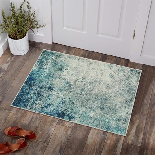 Lahome Modern Abstract Area Rug - Small 2x3 Washable Entryway Rugs Non-Slip Low Pile, Accent Throw Carpet for Kitchen Bath Mats Laundry Front Indoor D