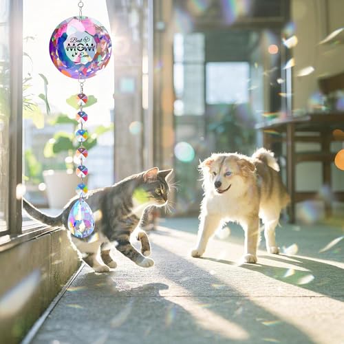 Best Mom Ever Crystal Suncatcher - K9 Crystal Rainbow Ornament with Engraved Message, 22 Inch Hanging Decor for Window Bedroom Garden, Perfect Christm