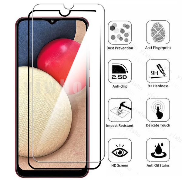 Tempered Glass Case On For Samsung Galaxy A02s Screen Protector Safety Camera Film Samsun A 02s A025 6.5&quot; Full Protective Glass