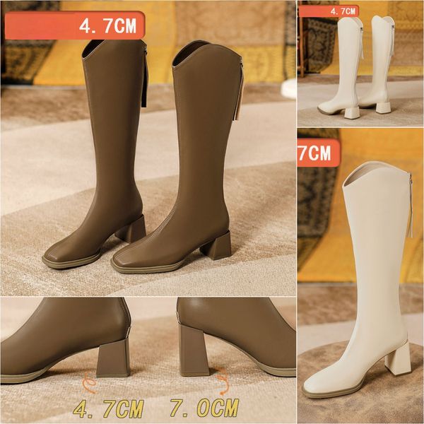 designer heels leather comfortable shoes womens Luxury designers Zippers with box Paris Dress classics spike bottoms Thick high heels thigh