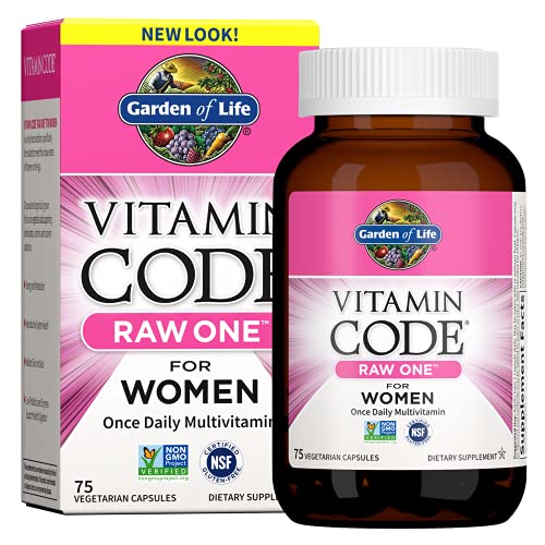 Garden of Life Vitamin Code Raw One for Women, Once Daily Women's Multivitamin - 75 Capsules, One a Day Vitamins Whole Food Iron, Probiotics for Diges