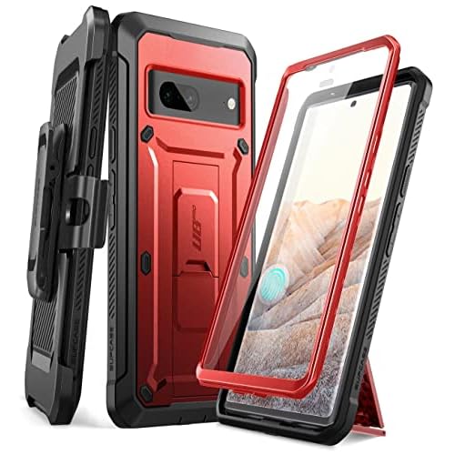SUPCASE Google Pixel 7 (2022) Case, Rugged Full Body Protection [Unicorn Beetle Pro] with Kickstand, Belt Clip and Built-in Screen Protector (Red) Red
