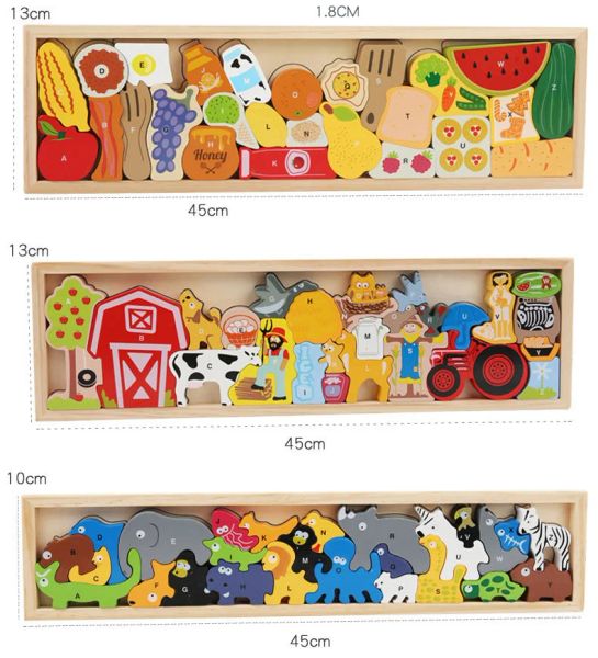 Baby Wooden Jigsaw Puzzle Toy Montessori 3D Animal Farm Traffic Game Preschool Early Learning Educational Toys For Children