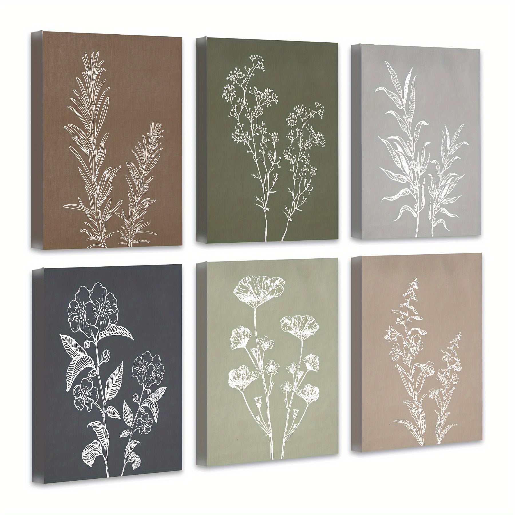 TEMU Vintage Botanical Wall Art Boho Plant Framed Wall Decor Modern Rustic Farmhouse Home Kitchen Decor 8x10inx6pcs