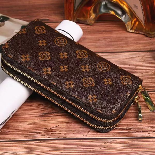 2023 high quality Double zipper Mens Leather Wallet Holders For Brown wer women Purse Monograms Purses Cross Body Wallets Zipper Coin fashio