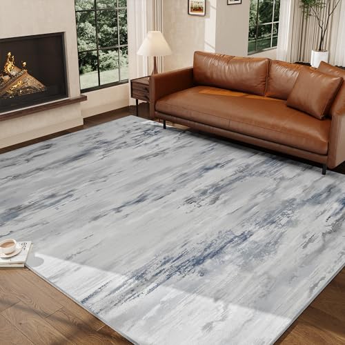 AMOAMI-Modern Abstract Area Rug Neutral Rug 9x12 -Washable Rugs Non Slip Rugs for Living Room Bedroom Office Dining Room Bedside-Mulit Blue Area Rug 9