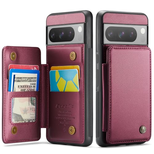 for Google Pixel 8 Pro Wallet Case with RFID Blocking and 4 Credit Card Holder, Premium Durable Slim Leather Magnetic Clasp Kickstand Heavy Duty Shock