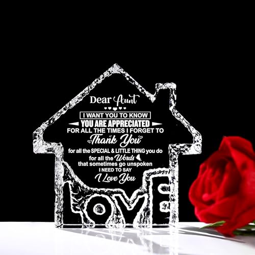 Aunt Gifts, The Perfect Sentimental Gifts for Your Aunt on Christmas Birthday Retirement Anniversary, Crystal Iceberg House Shaped Engraved Ornament A