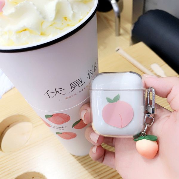 ddmygifts Transparent Peach Soft Shell Pendant Pro Bluetooth Wireless Earphone Protective Case 2-3 Suitable A