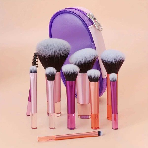 10pcs Mini Makeup Brush Set Powder Eyeshadow Foundation Blush Blender Concealer Beauty Makeup Tools Brush Professional SuppliesXJ240807