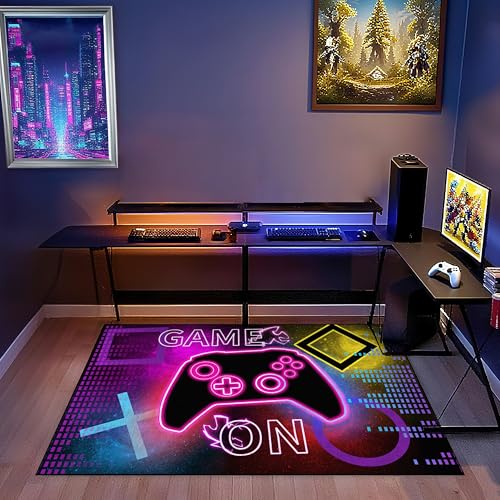 3' x 5' Gaming Rugs Gamer Area Rug for Kids Boys Teens Playroom Gameroom Bedroom Dorm Living Room Classroom Non Slip Video Game Carpet Arcade Doormat