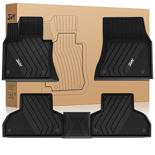 3W Floor Mats Custom Fit for BMW X5 (F15) 2014-2018 - BMW X6 (F16) 2015-2019, All Weather TPE Floor Liner 1st & 2nd Row Accessories Car Mats 3) X5 201