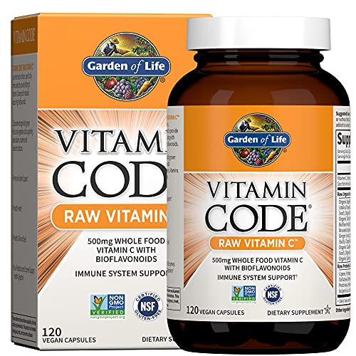 Garden of Life Vitamin Code Raw Vitamin C - 120 Capsules, 500mg Whole Food Vitamin C Capsules + Fruit & Veggie Blend & Probiotics, Supplements for Adu