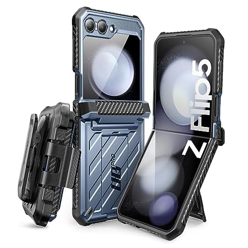 SUPCASE for Samsung Galaxy Z Flip 5 Case with Stand & Belt-Clip (Unicorn Beetle Pro), [Hinge Protection] [Front Screen Protector] Dual Layer Rugged Pr
