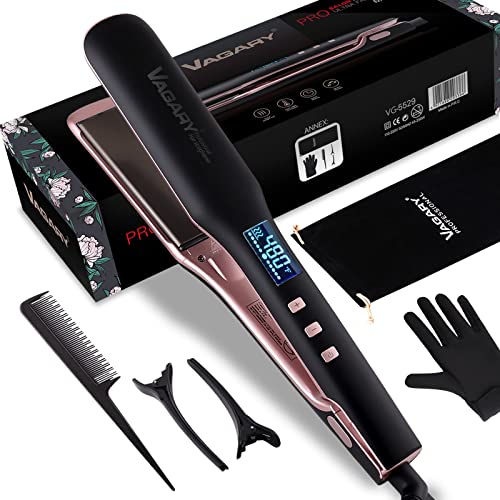 VAGARY Hair Straightener and Curler 2 in 1, Straightening Iron with Anion Hair Care. Flat Iron with Constant Temperature Set Up for All of Hair Condit