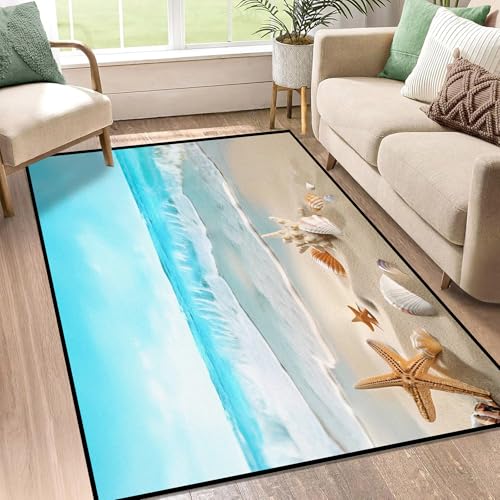 3' x 5' Beach Rug Nuatical Area Rugs for Bedroom Dorm Living Room Blue Coral Hawaiian Throw Rug Floor Mat Pad Doormat Carpet Beach 01 3' x 5' (Rectang