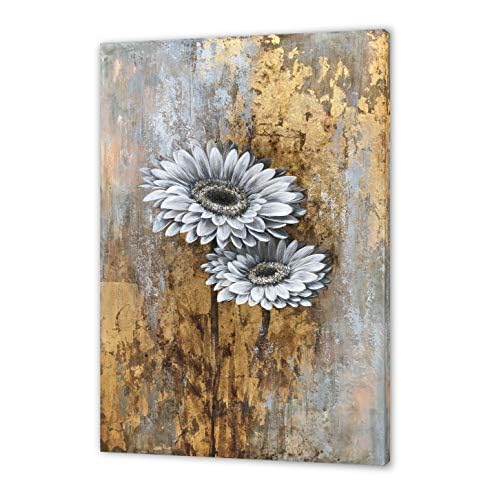 Yihui Arts Wild Sunflower Wall Art Vintage Floral Painting Pictures for Farmhouse Living Room Bedroom Decor 28"L x 20"W Floral Artwork