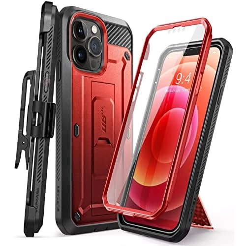 SUPCASE for iPhone 13 Pro Case with Kickstand & Belt-Clip (Unicorn Beetle Pro), [Built-in Screen Protector] [Military-Grade Protection] Heavy Duty Rug