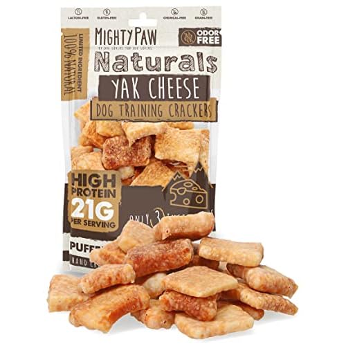 Mighty Paw Yak Cheese Crackers | Healthy Puppy Treat, Hard & Crunchy Puppy Training Treat for Dog Potty Training - Ideal for Small, Medium, Large Bree