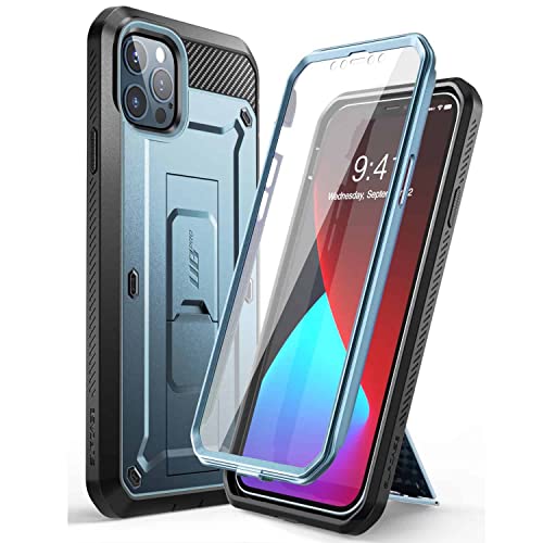 SupCase Unicorn Beetle Pro Series Case for iPhone 12 Pro Max (2020 Release) 6.7 Inch, Built-in Screen Protector Full-Body Rugged Holster Case(Cerulean