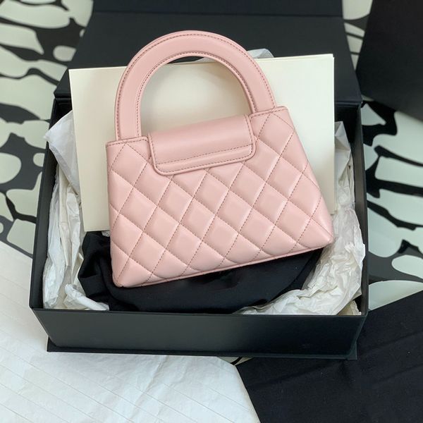 mirror quality mini shopping woman handbag 19cm calfskin crossbody black pink tote fashion shoulder bags luxury chain bagss designer